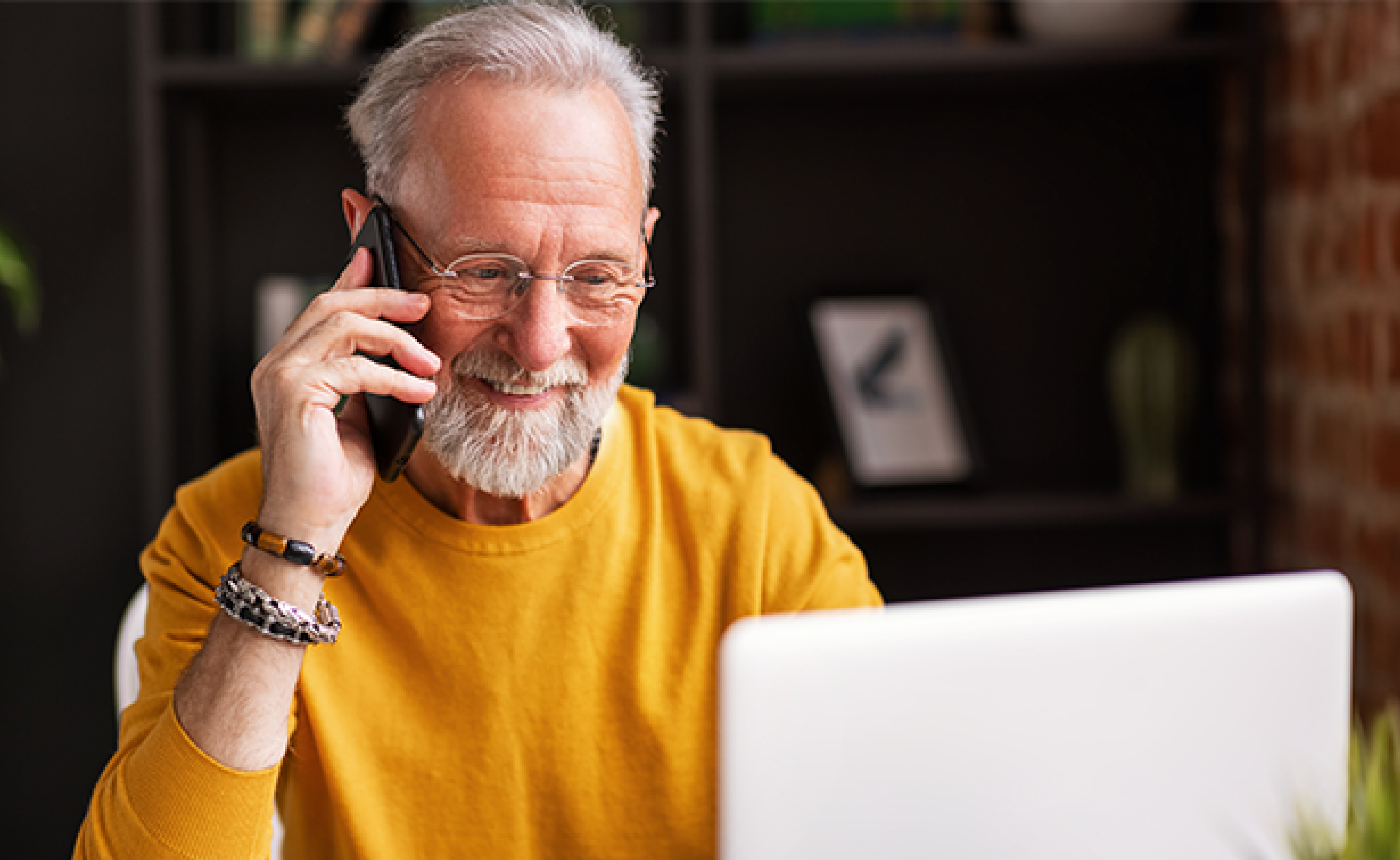 Grandpa on the phone